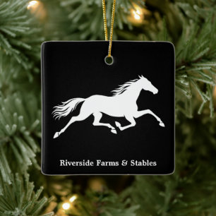Paardenstal Naam Zwart Keramisch Ornament