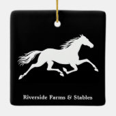 Paardenstal Naam Zwart Keramisch Ornament (Achterkant)