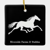 Paardenstal Naam Zwart Keramisch Ornament (Voorkant)