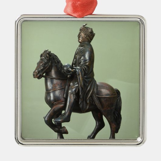 Paardenstandbeeld Karel de Grote 2 Metalen Ornament (Voorkant)