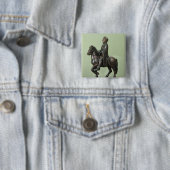 Paardenstandbeeld Karel de Grote 2 Vierkante Button 5,1 Cm (In situ)