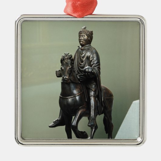 Paardenstandbeeld van Charlemagne Metalen Ornament (Voorkant)