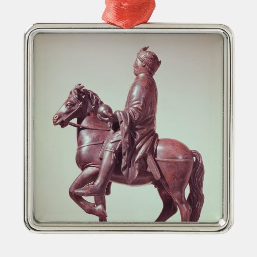Paardenstandbeeld van Charlemagne Metalen Ornament (Voorkant)
