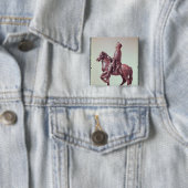 Paardenstandbeeld van Charlemagne Vierkante Button 5,1 Cm (In situ)