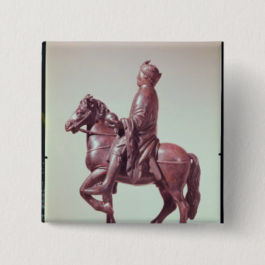Paardenstandbeeld van Charlemagne Vierkante Button 5,1 Cm (Voorkant)