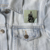 Paardenstandbeeld van Charlemagne Vierkante Button 5,1 Cm (In situ)