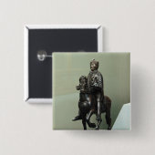 Paardenstandbeeld van Charlemagne Vierkante Button 5,1 Cm (Voorkant /achterkant)
