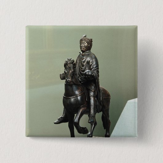 Paardenstandbeeld van Charlemagne Vierkante Button 5,1 Cm (Voorkant)
