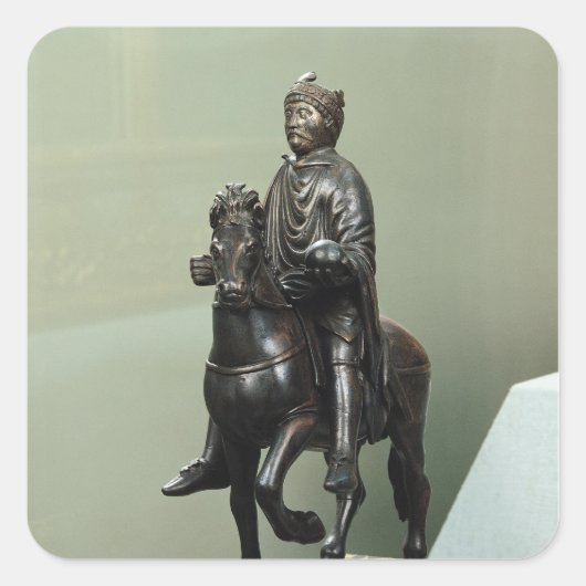 Paardenstandbeeld van Charlemagne Vierkante Sticker (Voorkant)