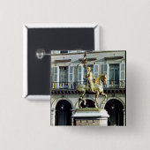 Paardenstandbeeld van Joan of Arc Vierkante Button 5,1 Cm (Voorkant /achterkant)