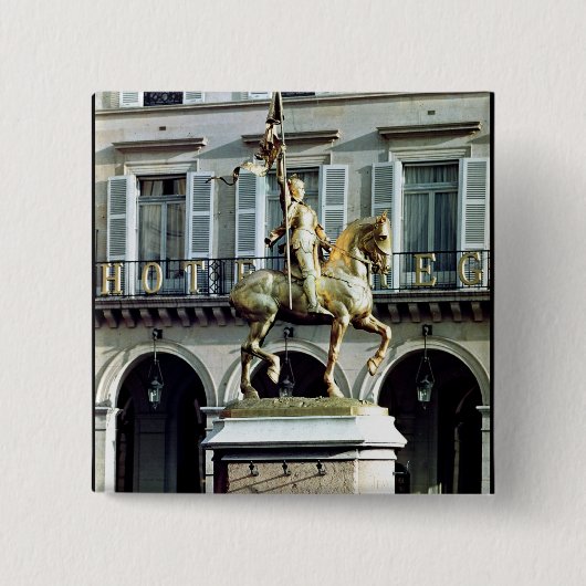 Paardenstandbeeld van Joan of Arc Vierkante Button 5,1 Cm (Voorkant)