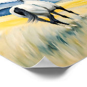 Paardenstaren over Schilderachtig landschap Poster (Hoek)