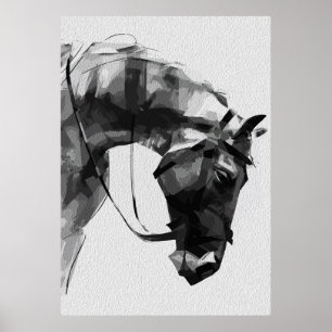paardensterkte in monochroom poster