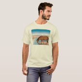 Paardenstoppen voor een Drink in Westerne scène T-shirt (Voorkant volledig)