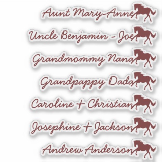 Paardensymbool Aangepaste gastenlijst 7 namen Kall Sticker (Voorkant)