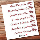 Paardensymbool Aangepaste gastenlijst 7 namen Kall Sticker