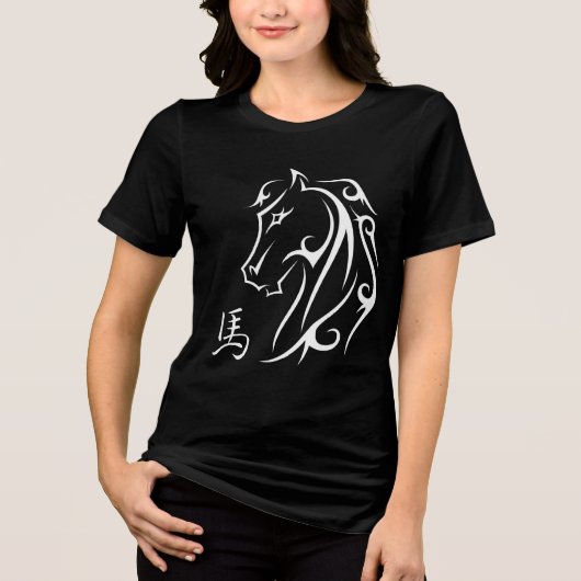 Paardensymbool voor het Jaar van het Paard Tri-Blend Shirt (Voorkant)