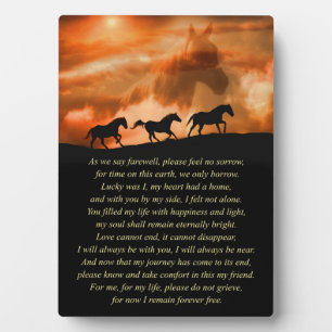 Paardensympathie Memorial met Spiritueel gedicht Fotoplaat