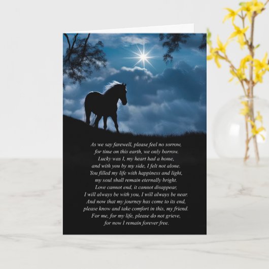 Paardensympathie Spiritueel gedicht met Silhouette Kaart (Gele Bloem)