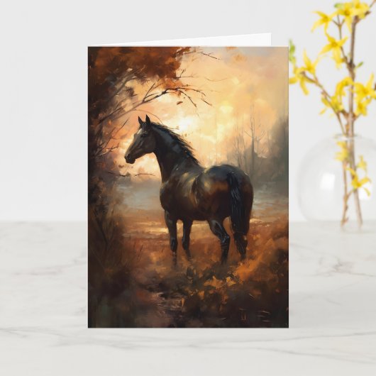 Paardensympathie Vreedzame zonsondergang Ruiterspo Kaart (Gele Bloem)