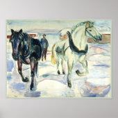 Paardenteam in de Sneeuw Poster (Voorkant)