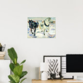 Paardenteam in de Sneeuw Poster (Thuiskantoor)
