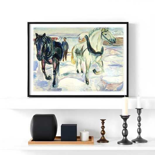 Paardenteam in de Sneeuw Poster