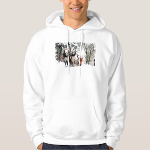 Paardenteam Sleigh Ride door sneeuwige Bossen Hoodie