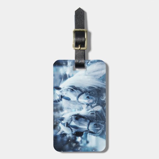 Paardenteam wintersport horizontaal foto bagagelabel (Voorkant verticaal)