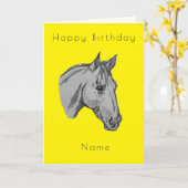 Paardentekening Deco Birthday Card Kaart (Gele Bloem)
