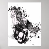 Paardentekening en Abstracte Natuur Poster (Voorkant)