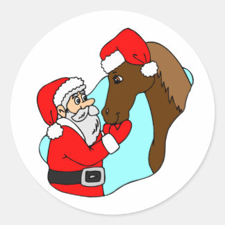 Paardenthema Equine Santa Claus Holiday Kerstmis Ronde Sticker