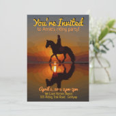 Paardenthema-uitnodiging. Horseback Riding Kaart (Staand voorkant)