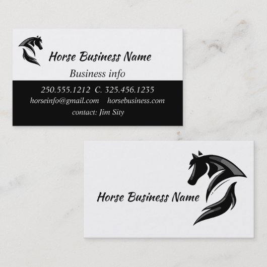 Paardentrainer, boardingstallen, rijlessen visitekaartje (Voorkant / Achterkant)