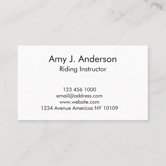 Paardentrainer / Instructeur Visitekaartje (Achterkant)