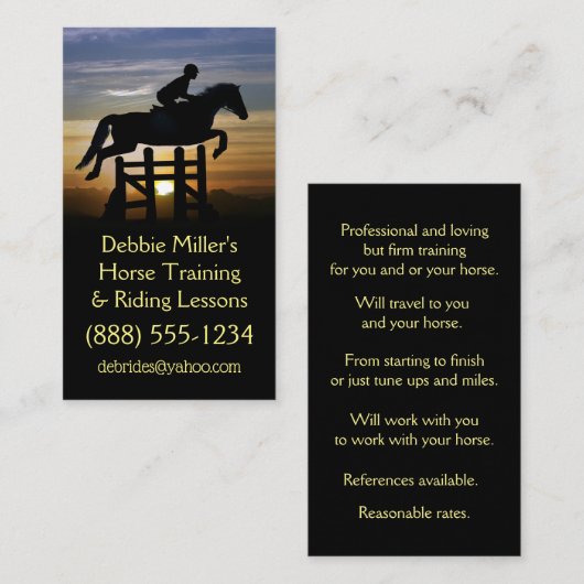 Paardentraining en routinetraining visitekaartje (Voorkant / Achterkant)