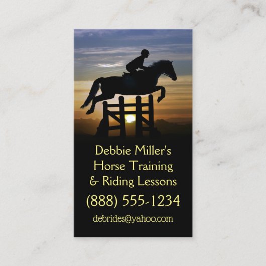 Paardentraining en routinetraining visitekaartje (Voorkant)