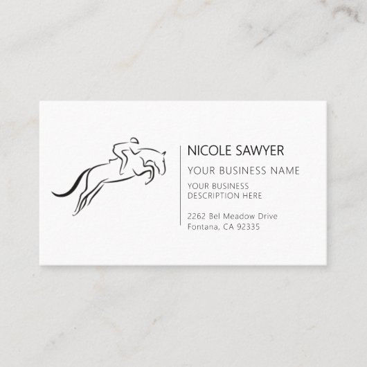 Paardentraining Equestrian Horseback Riding Equine Visitekaartje (Voorkant)