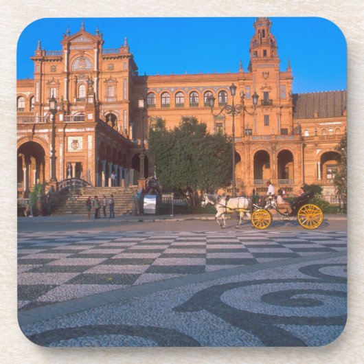 Paardentrekken in het Plaza de Espana in Drankjes Onderzetter (Voorkant)