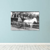 Paardentrekkerfoto Wagon Canvas Afdruk (Insitu (Houten vloer))