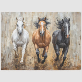 Paardentrio Galoping Schilderij Decoupage Tissuepapier