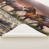 Paardentrio loopt in Ocean Surf bij zonsondergang Sherpa Deken (3/4)