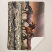 Paardentrio loopt in Ocean Surf bij zonsondergang Sherpa Deken (Voorkant)