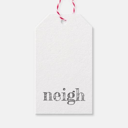 Paardentypografie Neigh Pet Lover Schuur pony Fun Cadeaulabel (Voorkant)