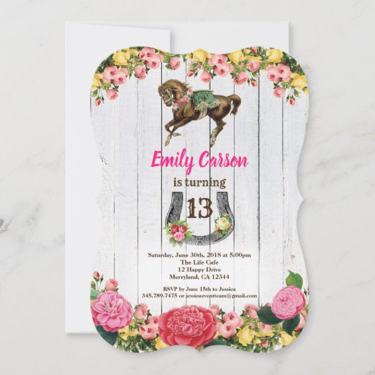 Paardenuitnodiging pony Rijden Verjaardag Uitnodig Kaart (Voorkant)