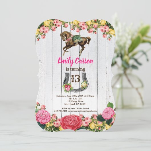 Paardenuitnodiging pony Rijden Verjaardag Uitnodig Kaart (Staand voorkant)