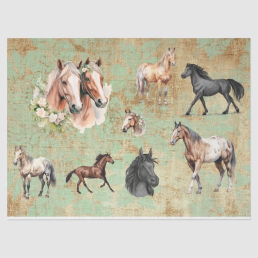 Paardenvariëteit voor decoupage, achtergrond tissuepapier (Voorkant)
