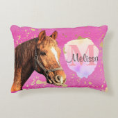 paardenvarken Paardenroze monogram Accent Kussen (Voorkant)