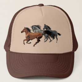 paardenvectoren met wild grijs zwart trucker pet