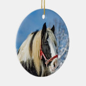 Paardenverf sneeuwfoto keramisch ornament (Rechts)